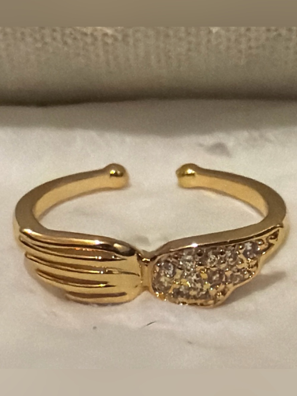 Gold Wing Crystal Open Ring - Elegant Women’s Jewelry